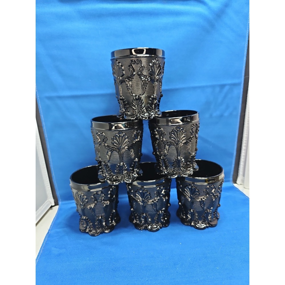 French Cristalleries De Saint-Louis Tumblers Gothic Revival Amethyst Opaque SET
